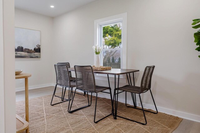 3326 6 Mile Rd, Racine, WI 53402 - dining area featuring recessed lighting, light wood-style floors, and baseboards