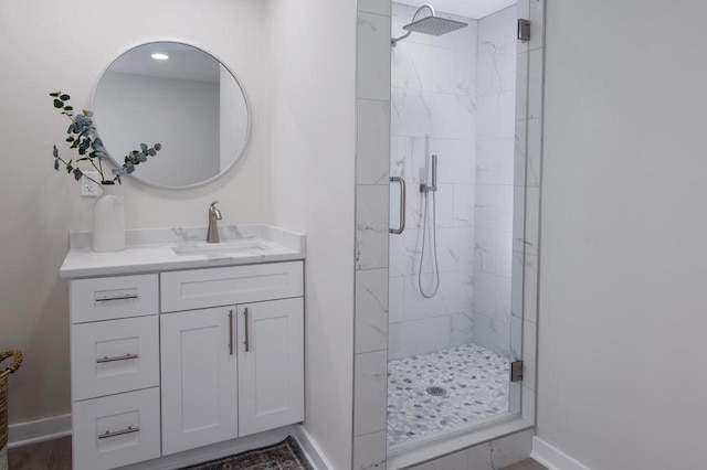 3326 6 Mile Rd, Racine, WI 53402 - full bath with vanity, baseboards, and a marble finish shower