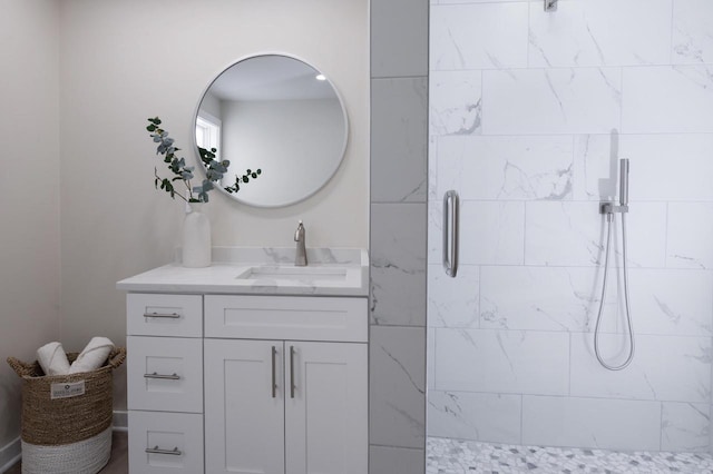 3326 6 Mile Rd, Racine, WI 53402 - bathroom featuring a tile shower and vanity