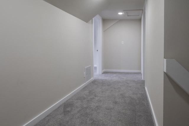 3326 6 Mile Rd, Racine, WI 53402 - hall featuring attic access, recessed lighting, carpet flooring, visible vents, and baseboards