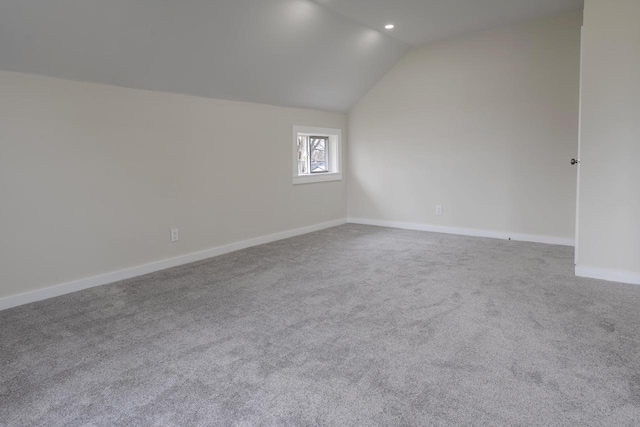 3326 6 Mile Rd, Racine, WI 53402 - unfurnished room with carpet, recessed lighting, lofted ceiling, and baseboards