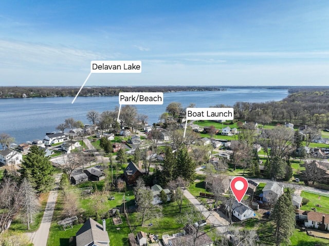 4308 W Dr, Delavan, WI 53115 - birds eye view of property with a water view and a residential view