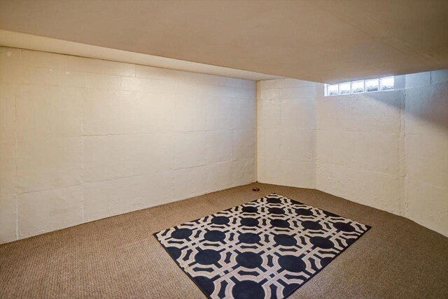 basement with carpet