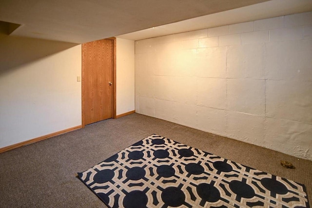 finished basement featuring carpet