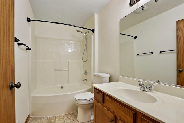 full bathroom with toilet, shower / bath combination, and vanity