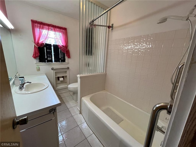 318 2nd Ave, Milltown, WI 54858 - full bathroom with toilet, tile patterned flooring, bathing tub / shower combination, and vanity