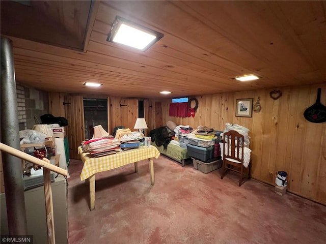 318 2nd Ave, Milltown, WI 54858 - interior space featuring concrete floors, wood walls, and wood ceiling