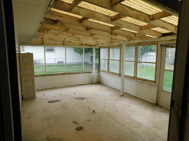 view of unfurnished sunroom