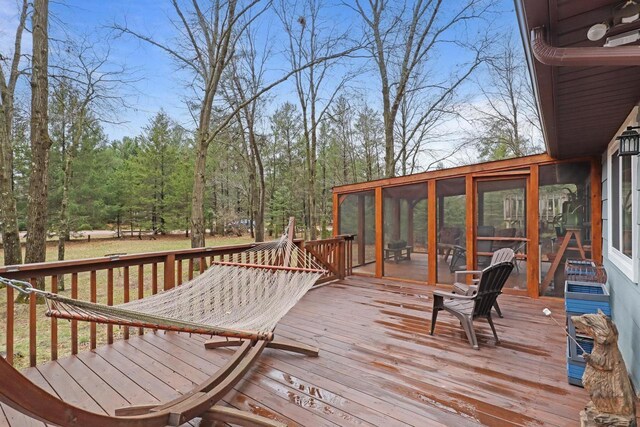 996 Inverness Ct, Nekoosa, WI 54457 - wooden deck with a sunroom and heating unit