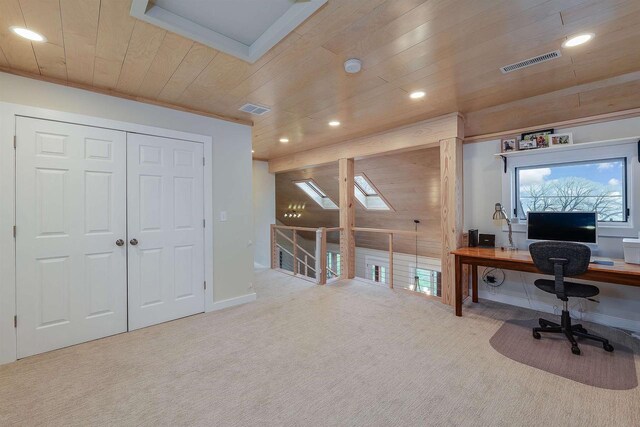 N7315 Winnebago Dr, Fond Du Lac, WI 54935 - office space with wood ceiling, carpet flooring, and recessed lighting