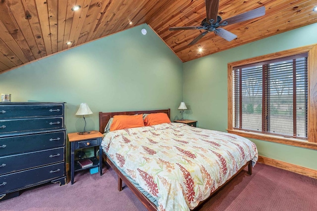 N7315 Winnebago Dr, Fond Du Lac, WI 54935 - carpeted bedroom with wood ceiling, lofted ceiling, baseboards, a ceiling fan, and recessed lighting