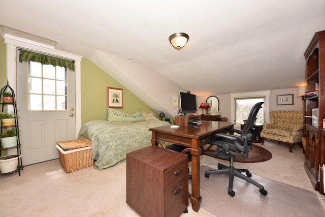 office space featuring light carpet
