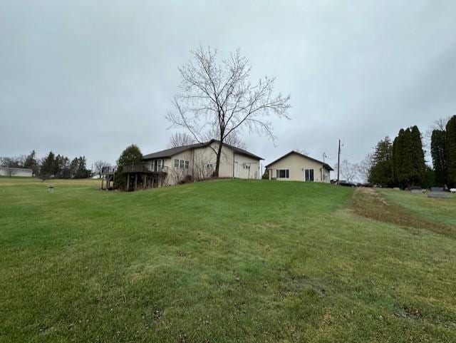 view of yard featuring a deck