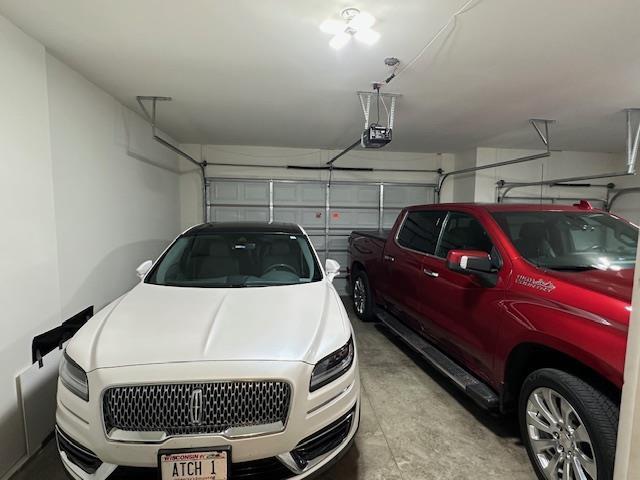 garage with a garage door opener