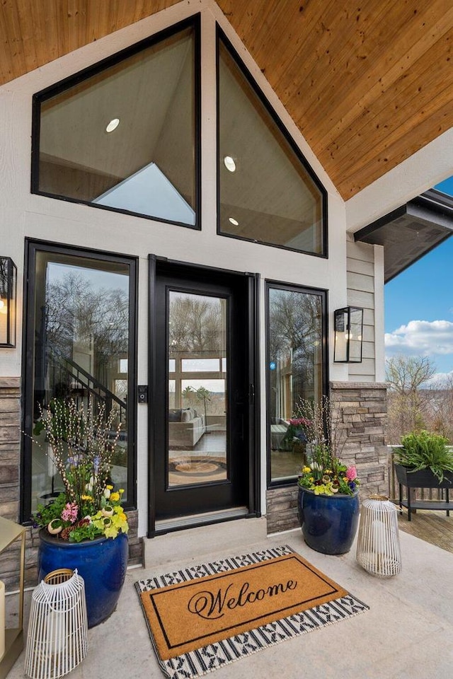 5400 N State Road 83, Hartland, WI 53029 - view of exterior entry with stone siding