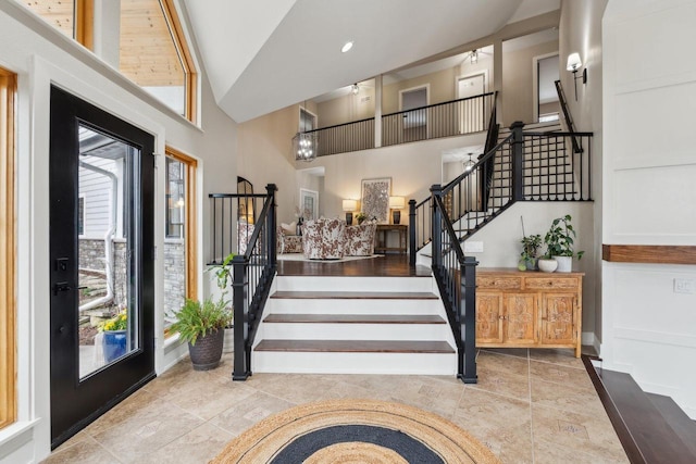 5400 N State Road 83, Hartland, WI 53029 - foyer with stairs and a high ceiling