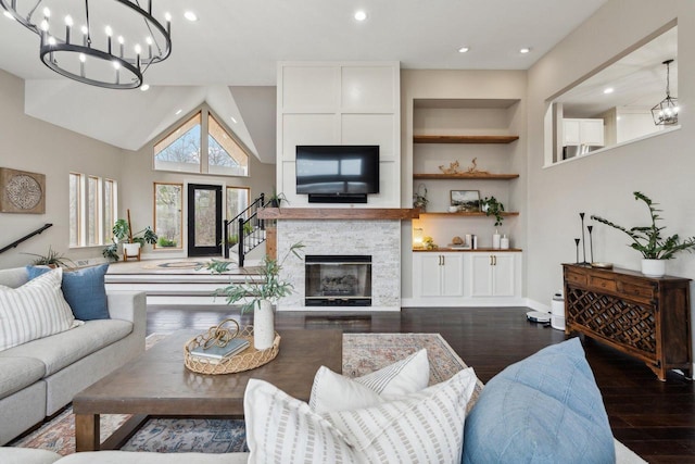 5400 N State Road 83, Hartland, WI 53029 - living room with recessed lighting and dark wood-style flooring
