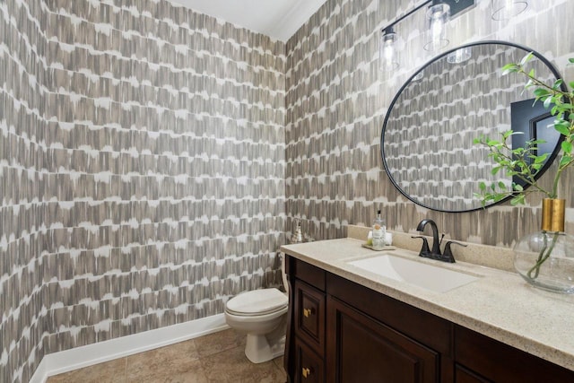 5400 N State Road 83, Hartland, WI 53029 - bathroom featuring toilet, baseboards, tile walls, and vanity