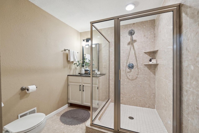 5400 N State Road 83, Hartland, WI 53029 - bathroom featuring vanity, a stall shower, tile patterned floors, and visible vents