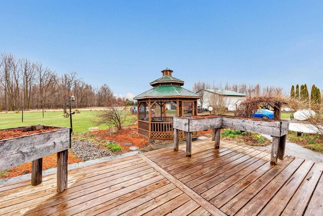 8795 County Rd S, Pulaski, WI 54162 - wooden terrace with a lawn and a gazebo