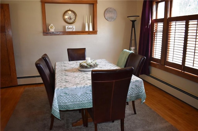 903 Wilson Ave, Rice Lake, WI 54868 - dining area featuring baseboard heating and wood finished floors