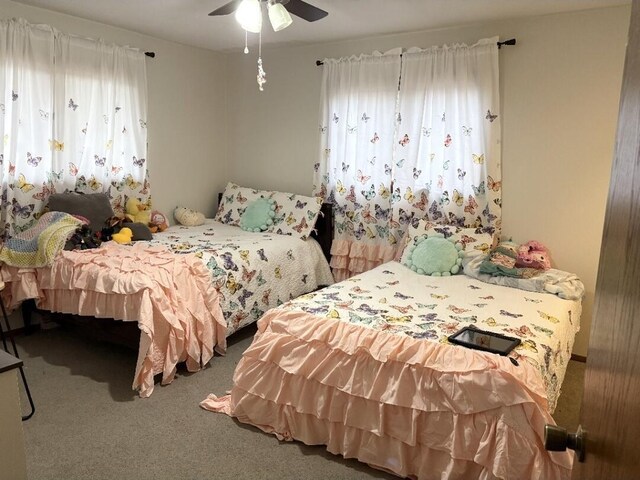 W4609 S Pearl Lake Rd, Redgranite, WI 54970 - bedroom with carpet floors and ceiling fan