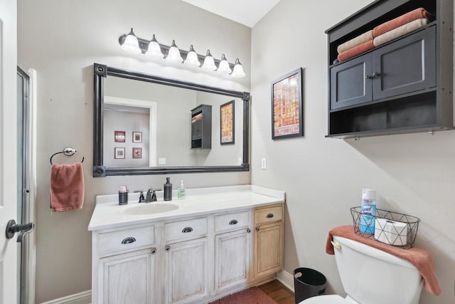 bathroom with toilet and vanity