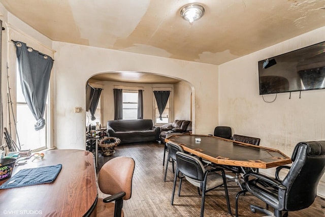 2968 N Buffum St Unit 2968A, Milwaukee, WI 53212 - dining space featuring hardwood / wood-style flooring and arched walkways