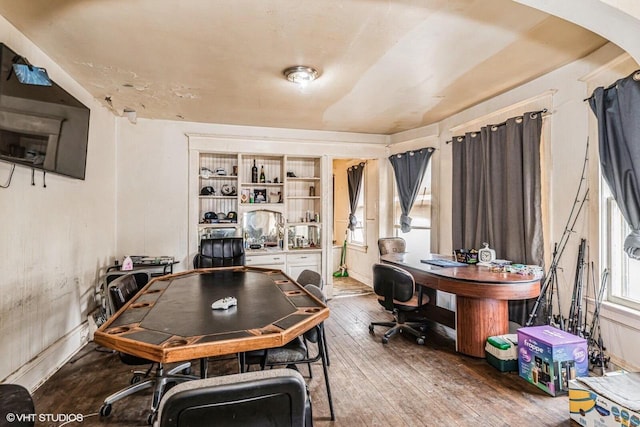2968 N Buffum St Unit 2968A, Milwaukee, WI 53212 - office with built in shelves, hardwood / wood-style flooring, and arched walkways