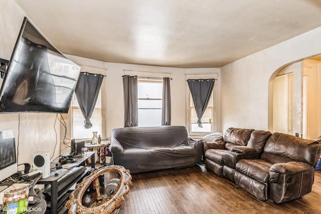 2968 N Buffum St Unit 2968A, Milwaukee, WI 53212 - living room featuring wood-type flooring and arched walkways