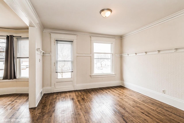 2968 N Buffum St Unit 2968A, Milwaukee, WI 53212 - interior space featuring ornamental molding, dark wood-style floors, and baseboards