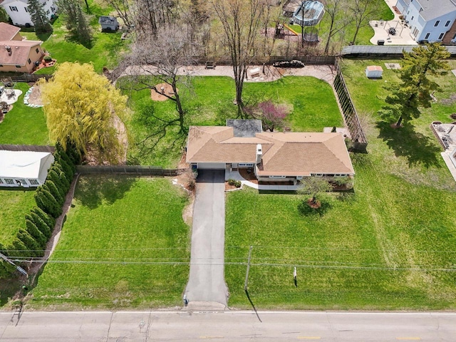 drone / aerial view with a residential view