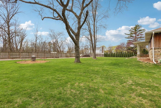 view of yard featuring a fenced backyard