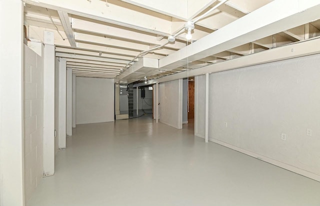 basement with heating unit