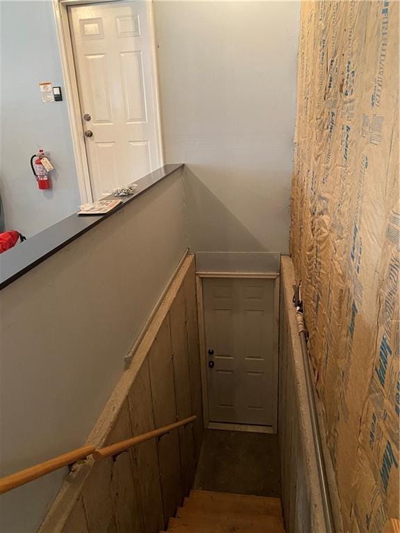 stairs with wood finished floors