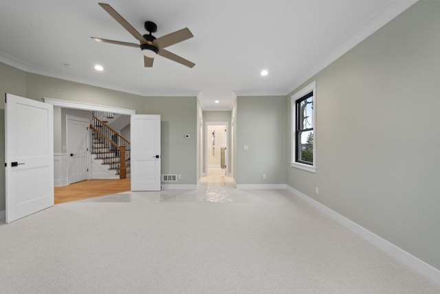 N1931 Linn Rd, Lake Geneva, WI 53147 - unfurnished bedroom with ornamental molding, light carpet, and recessed lighting