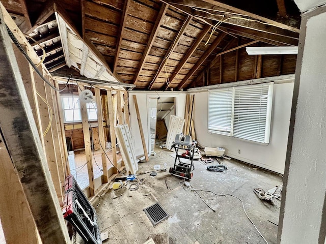 miscellaneous room featuring vaulted ceiling