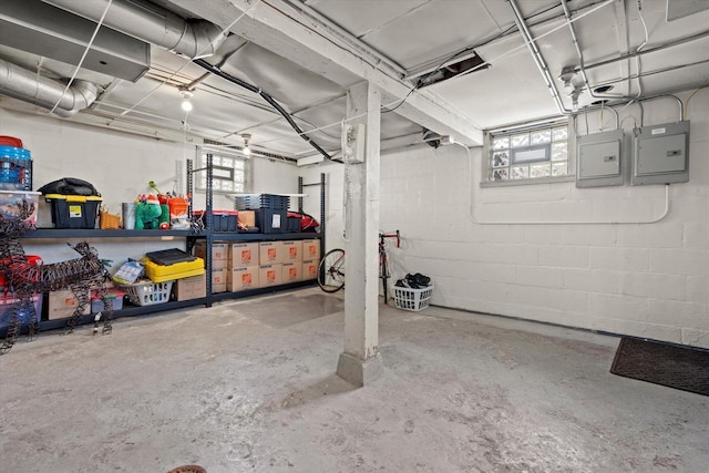 basement featuring electric panel