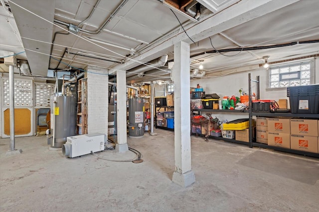 below grade area featuring gas water heater