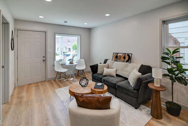 14 Wirth Ct, Madison, WI 53704 - living room featuring light wood-style flooring, recessed lighting, and baseboards