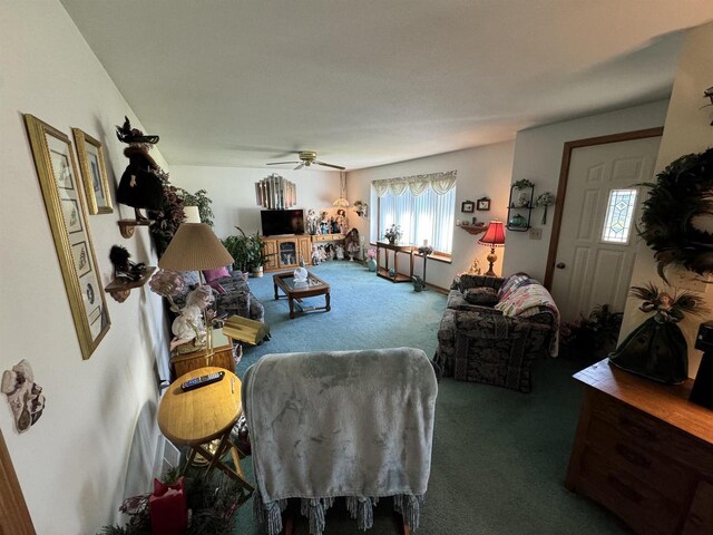 34103 Putnam St, Muscoda, WI 53573 - carpeted living room with ceiling fan