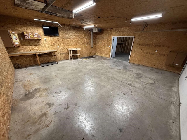 garage featuring a workshop area