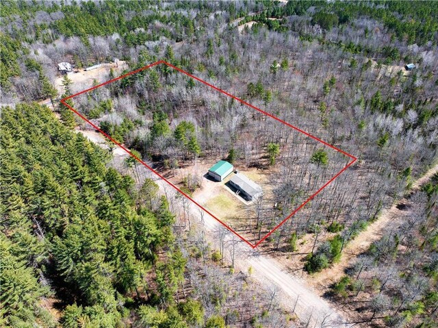 13585 Oswald Rd, Drummond, WI 54832 - drone / aerial view featuring a wooded view