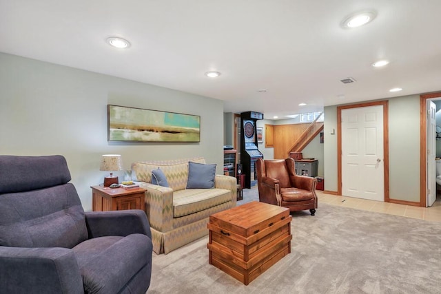 1517 Torrison Dr, Manitowoc, WI 54220 - living area with recessed lighting, light colored carpet, and light tile patterned flooring