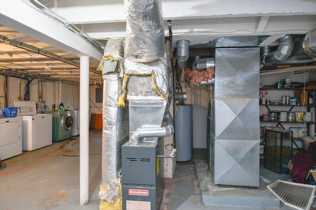 utilities featuring independent washer and dryer and water heater