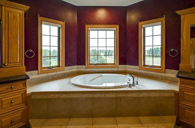 457 Union Rd, Brooklyn, WI 53521 - full bath with vanity, a bath, and a healthy amount of sunlight