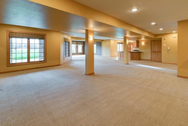 457 Union Rd, Brooklyn, WI 53521 - interior space with recessed lighting, baseboards, light carpet, and a healthy amount of sunlight