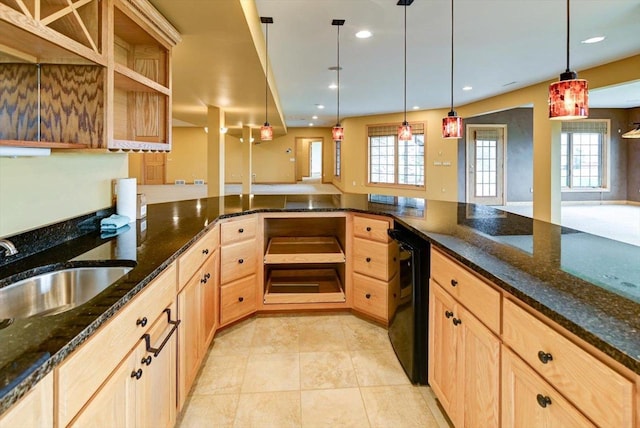 457 Union Rd, Brooklyn, WI 53521 - kitchen with a sink, light brown cabinets, plenty of natural light, and open shelves