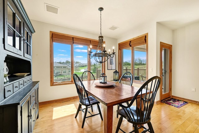 3500 Sequoia Cir, Waukesha, WI 53188 - dining room featuring baseboards, light wood-type flooring, and a chandelier