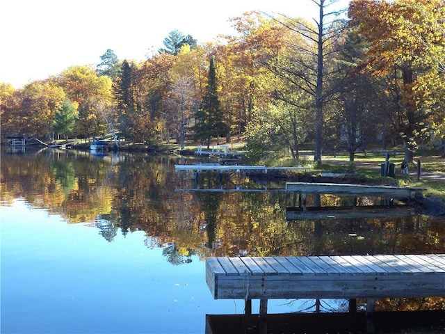 view of dock featuring a water view